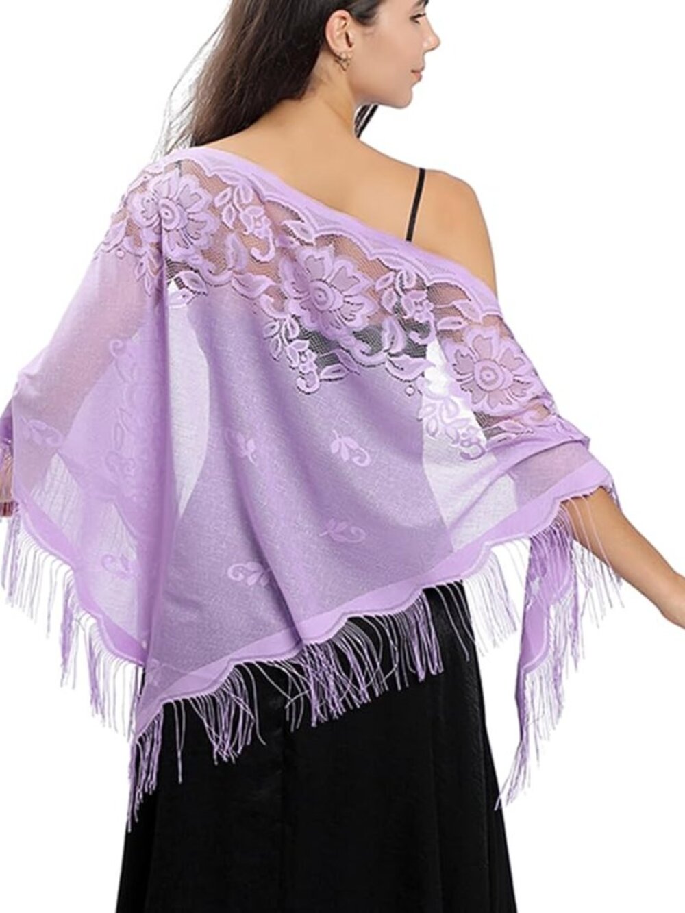 Women’s Lace Crochet Triangle Shawl Evening Wrap Formal Wedding Bridal Prom